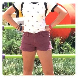 High waisted embroidered shorts